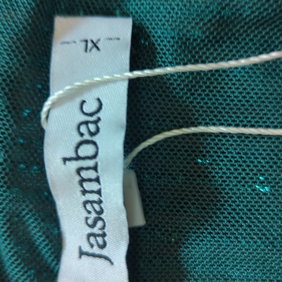 Jasambac Green Sequins Blouse with cold shoulder size XL - Picture 5 of 6